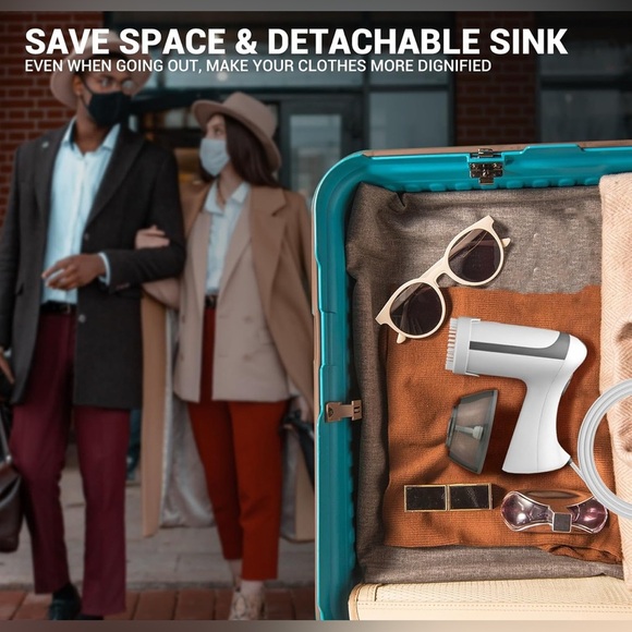 Steamer for Clothes, 1500W 300ml Water Tank 25s Quick Heat Portable Hand - WHITE - Picture 4 of 11